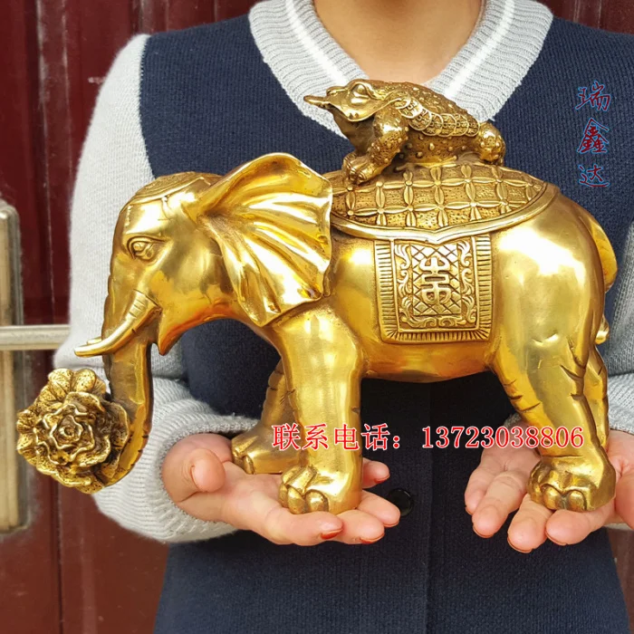 30CM large #Office home # efficacious Money Drawing  Fortune to ward off bad luck divine Talisman Thailand Elephant Brass statue