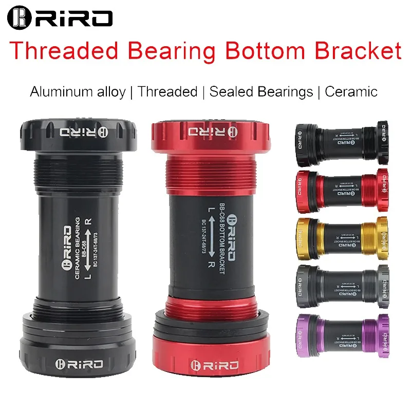 RIRO Bicycle Bottom Bracket MTB Bike Bottom Bracket BSA Thread Kit Road Fit Frame 68/73 Crank Axis 24/22mm for Shimano Bike Part