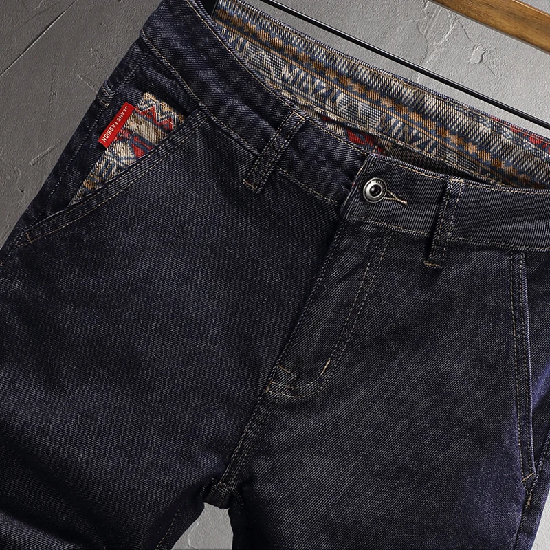 Newly Fashion Trendy Summer Men Jeans Black Blue Elastic Vintage Printed Short Jeans Homme Patched Designer Denim Shorts Men