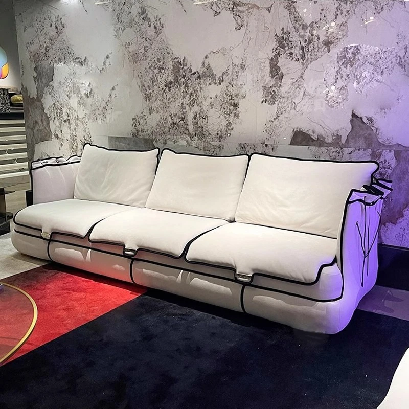 

Creative Internet celebrity sofa living room model room straight row sofa strap petal sofa