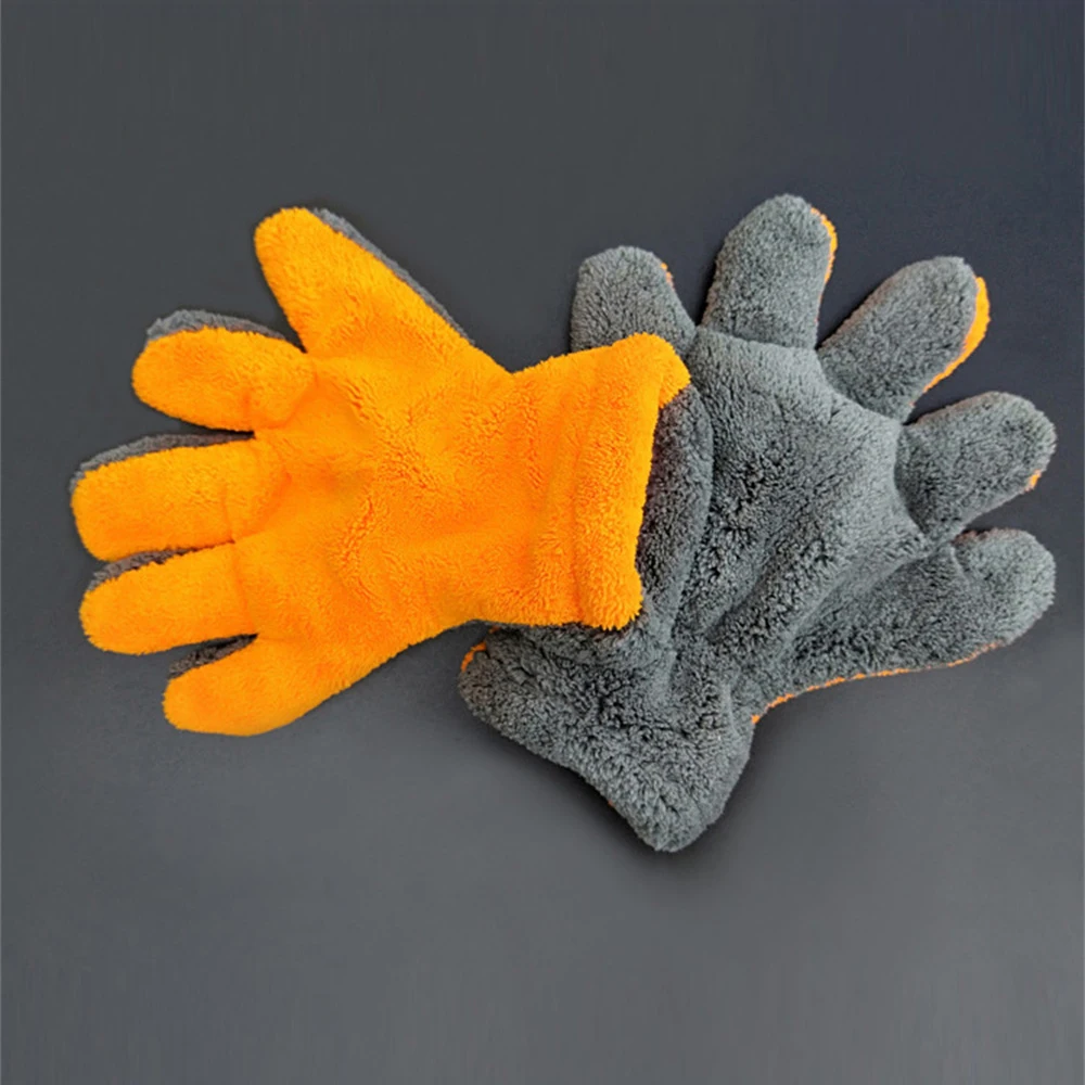 

Car Cleaning Gloves Practical Durable Coral Fleece Microfiber Washing Car Supplies Five-finger Gloves Portable Universal