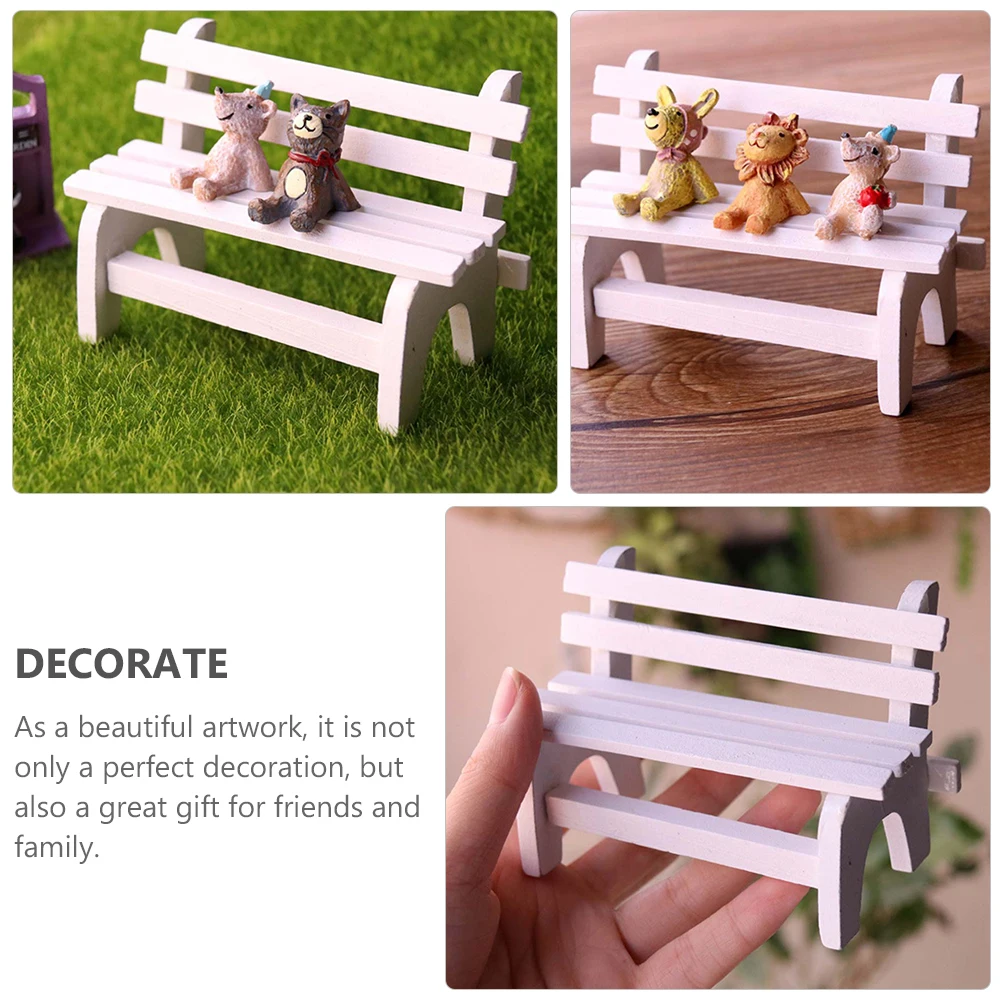 2 pçs pequena cadeira branca mini móveis para casa de bonecas em miniatura pequenas cadeiras de madeira interior