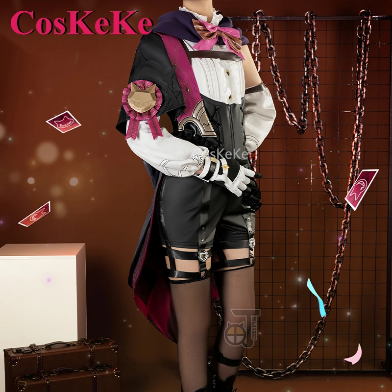 CosKeKe Lyney Cosplay Game Genshin Impact Costume Magician Sweet Lovely Uniform Full Set Halloween Party Role Play Clothing S-XL