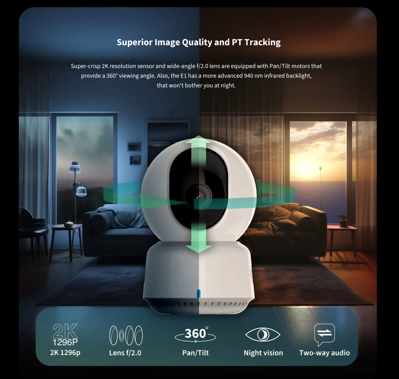 ​[CN Version] Aqara Smart Camera E1 Zigbee 3.0 2K Night Version 2 Way Audio Call 360° Viewing Angle Work HomeKit Aqara Home APP