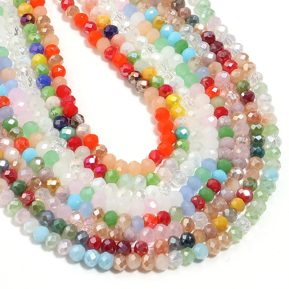 1strand/lot Colorful Faceted Crystal Beads Mixed AB Color Glass Beads Loose Beads For Jewelry Making DIY Necklace Bracelet