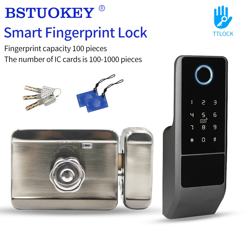 

IP 65 водонепроницаемый Bluetooth TTlock отпечаток пальца дверной замок APP открытый Смарт Электрический замок для дома Wifi соединение через шлюз + ключ