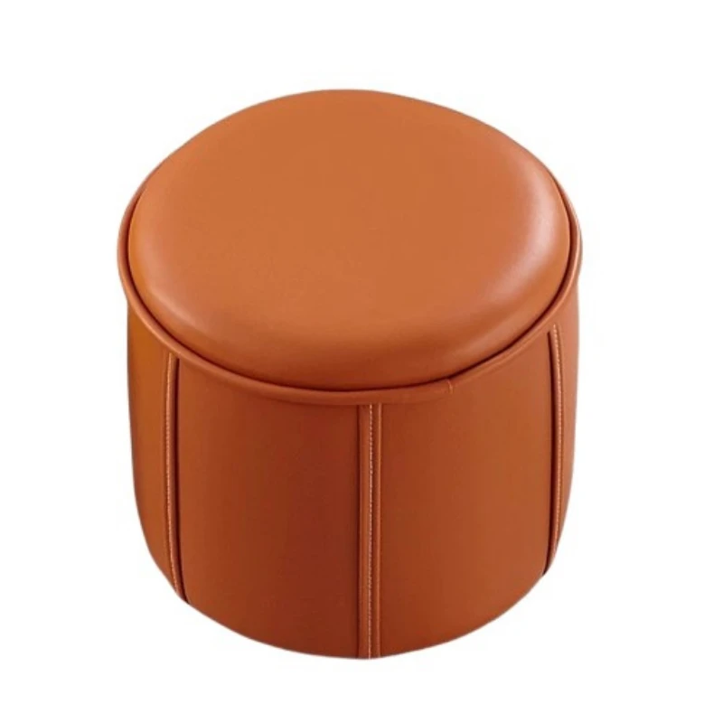 

Stool household stackable door shoe change bedroom living room small chair solid wood round soft bag sofa low