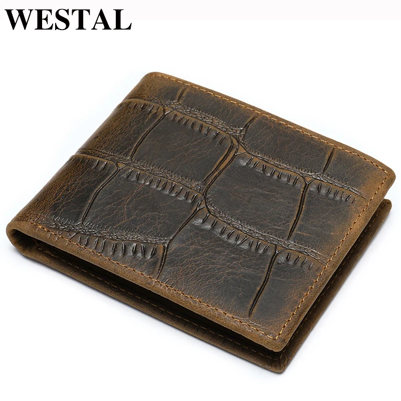 

WETSAL Men's Wallet Genuine Leather Wallet Male Purse for Men Bifold Slim Wallets Short Wallets Leather Men Cardholder Money Bag