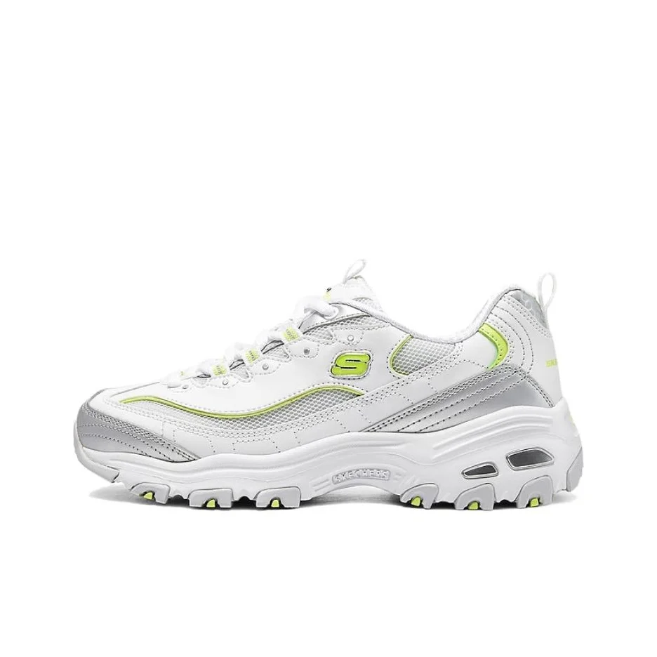 skechers-dlites-sneakers-basse-traspiranti-con-suola-spessa-da-donna-bianche-argento-150246-wslm