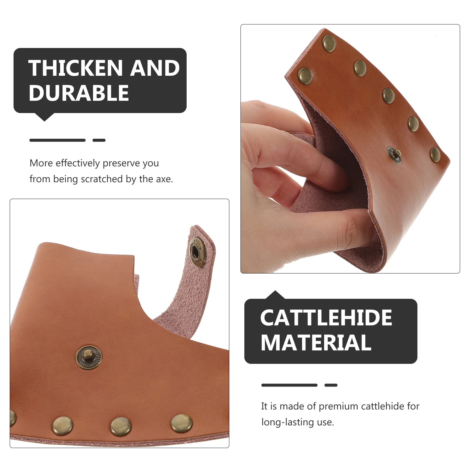 

Hatchet Head Cover Durable Thick Full Grain Protector Case Belt Carry Snap Closure Outdoor Camping Tool Replacement Gift