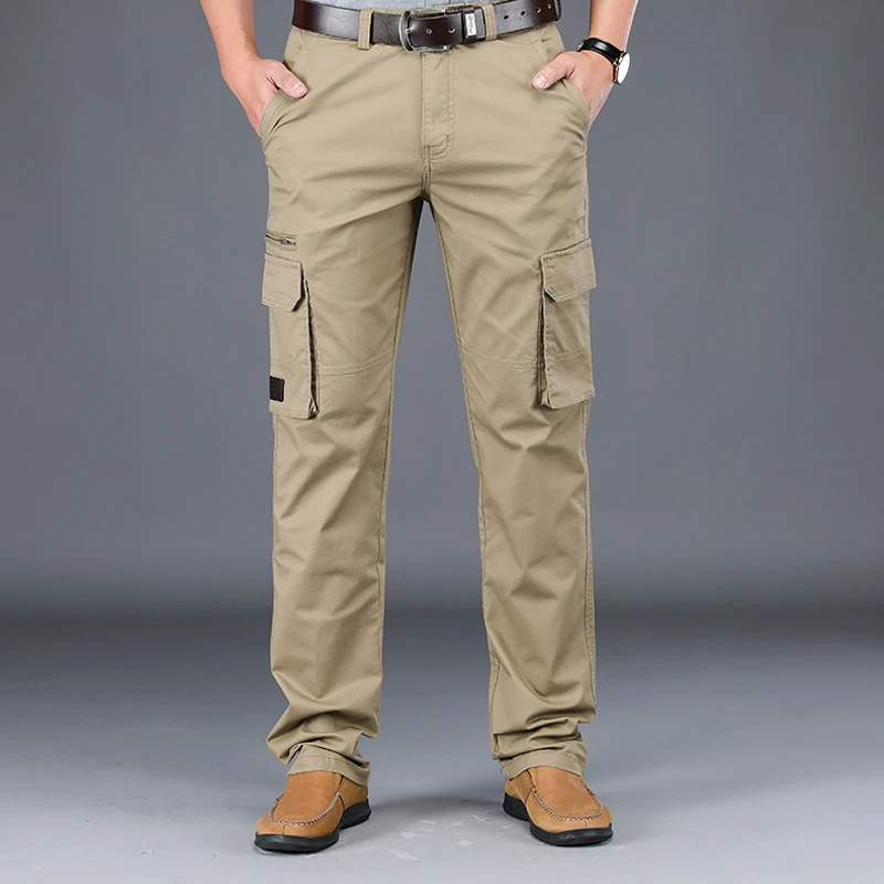 2024 neue Workwear Khaki Hose für Männer Sommer Jugend lässig gerade mehrere Taschen einfache einfarbige Outdoor-Cargo hose