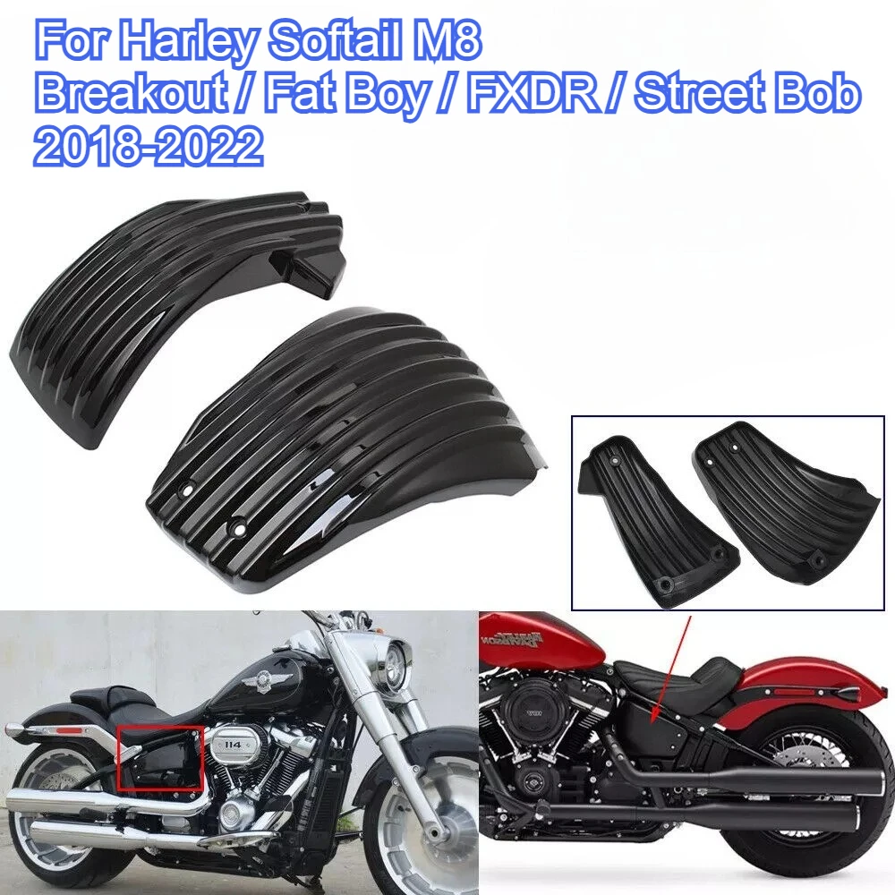 

Black ABS Stripe Battery Side Covers for Harley Softail M8 (Breakout/Fat Boy/FXDR/Street Bob) 2018-2022
