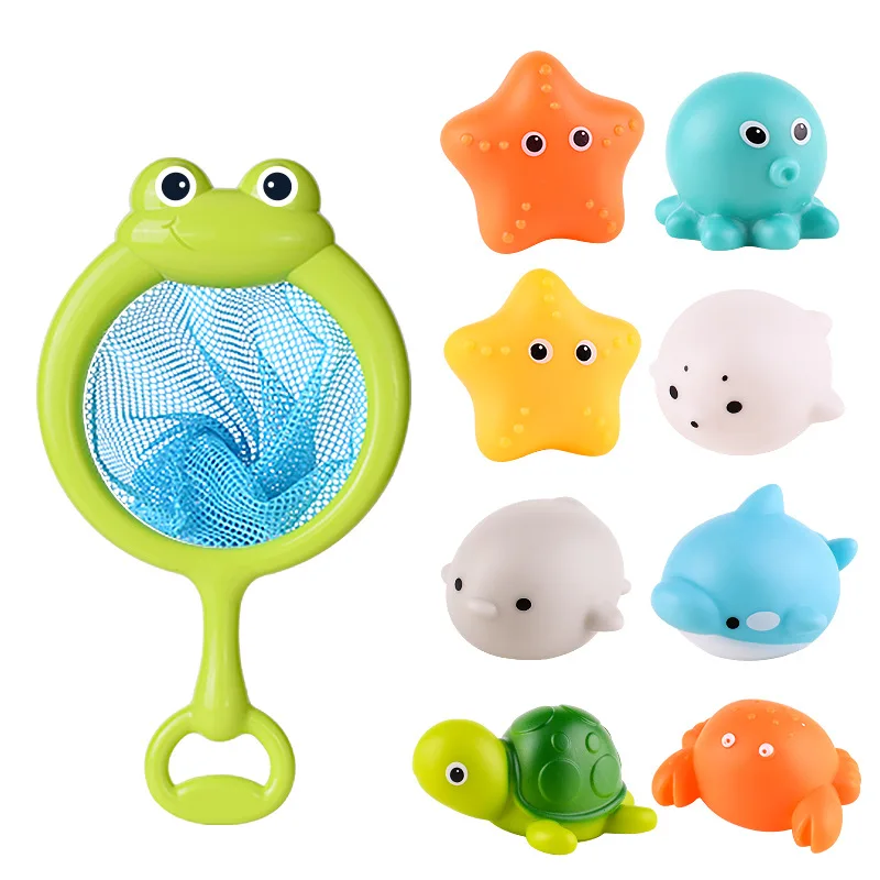 Bathtub Shower Game Animal Cartoon Fun Light Up Baby Bath Toys Floating Kids Water Swimming Toy For Baby Bathroom Bath Toys Set