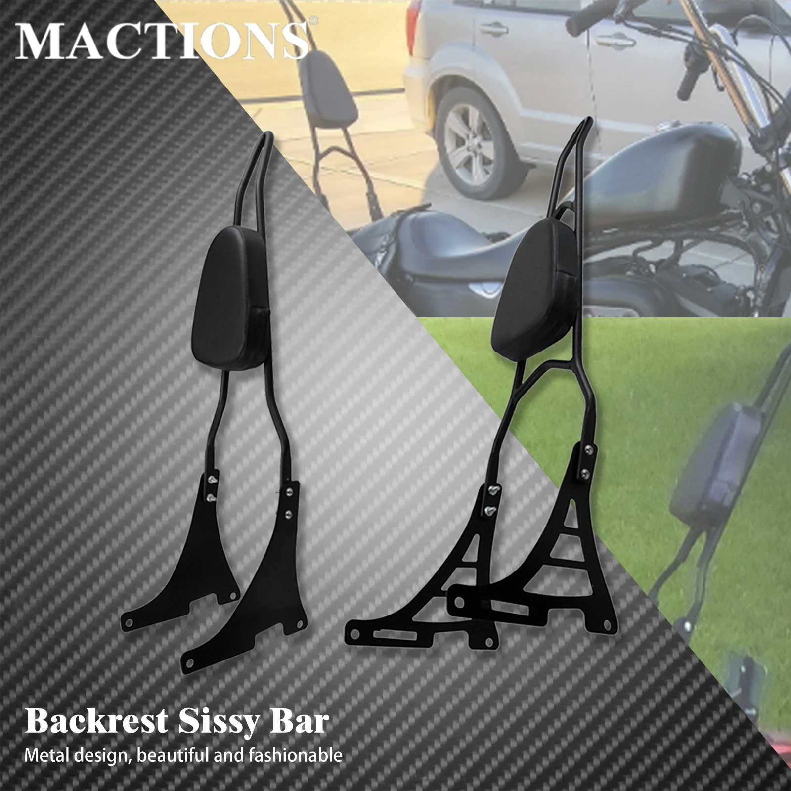 

Motorcycle Rear Passenger Backrest Sissy Bar Black For Harley Sportster XL883C XL883R XLH883 XL1200R XLH1200 2004-up Custom