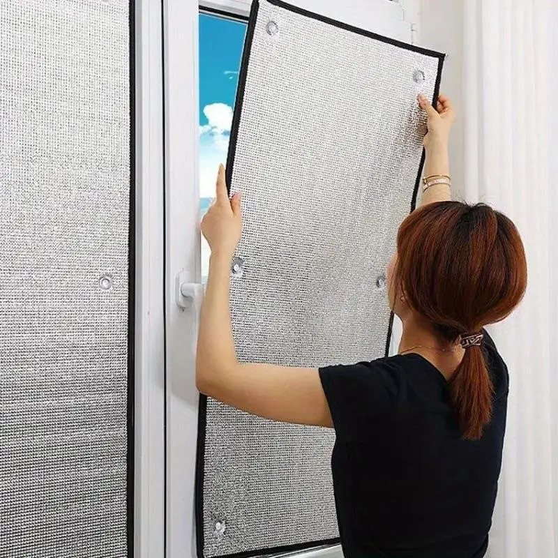Aluminum Foil Window Insulation Film Double Side Anti-UV Window Sun Shade Film With Suction Cup Removable Sunshade Protector Pad