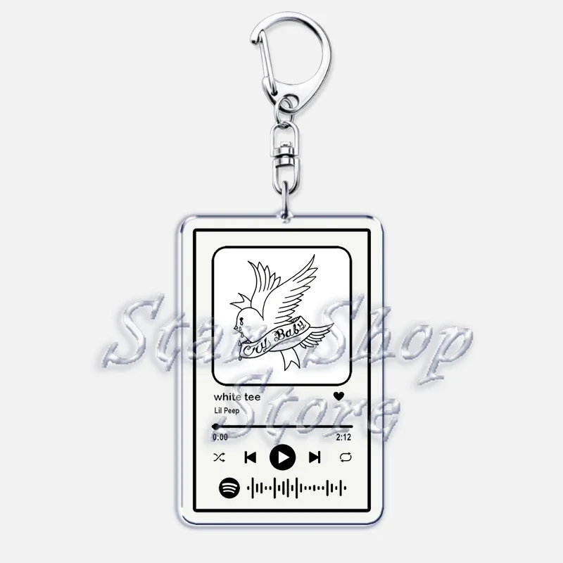 Singer Lil Peep Keychain for Women Accessories Star Shopping Beamer Boy Music Playlist Code Keying Jewelry Friends Fans Gifts