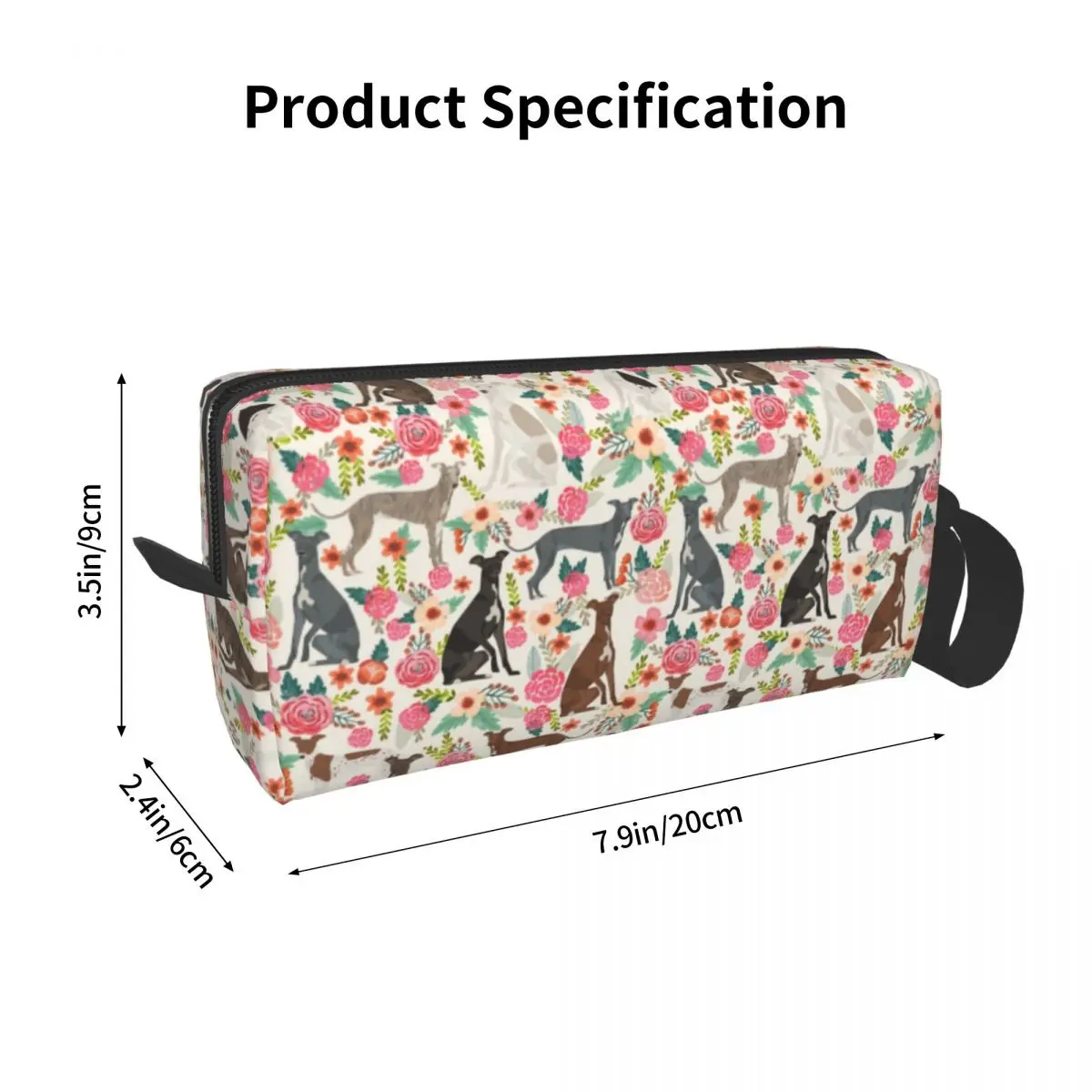 Italian Greyhound Dog Floral Toiletry Bag Sighthound Whippet Dog Cosmetic Makeup Organizer Ladies Beauty Storage Dopp Kit Case