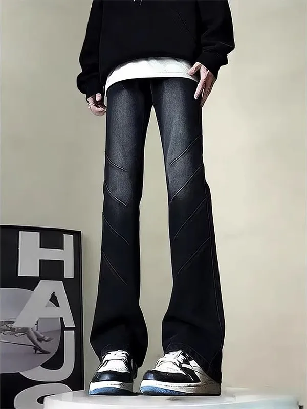 

Bla Waed Knife Jeans Men's Slim Straight Leg Micro Flared Pants Youth Casual Faion Durable Straight Tube Trousers