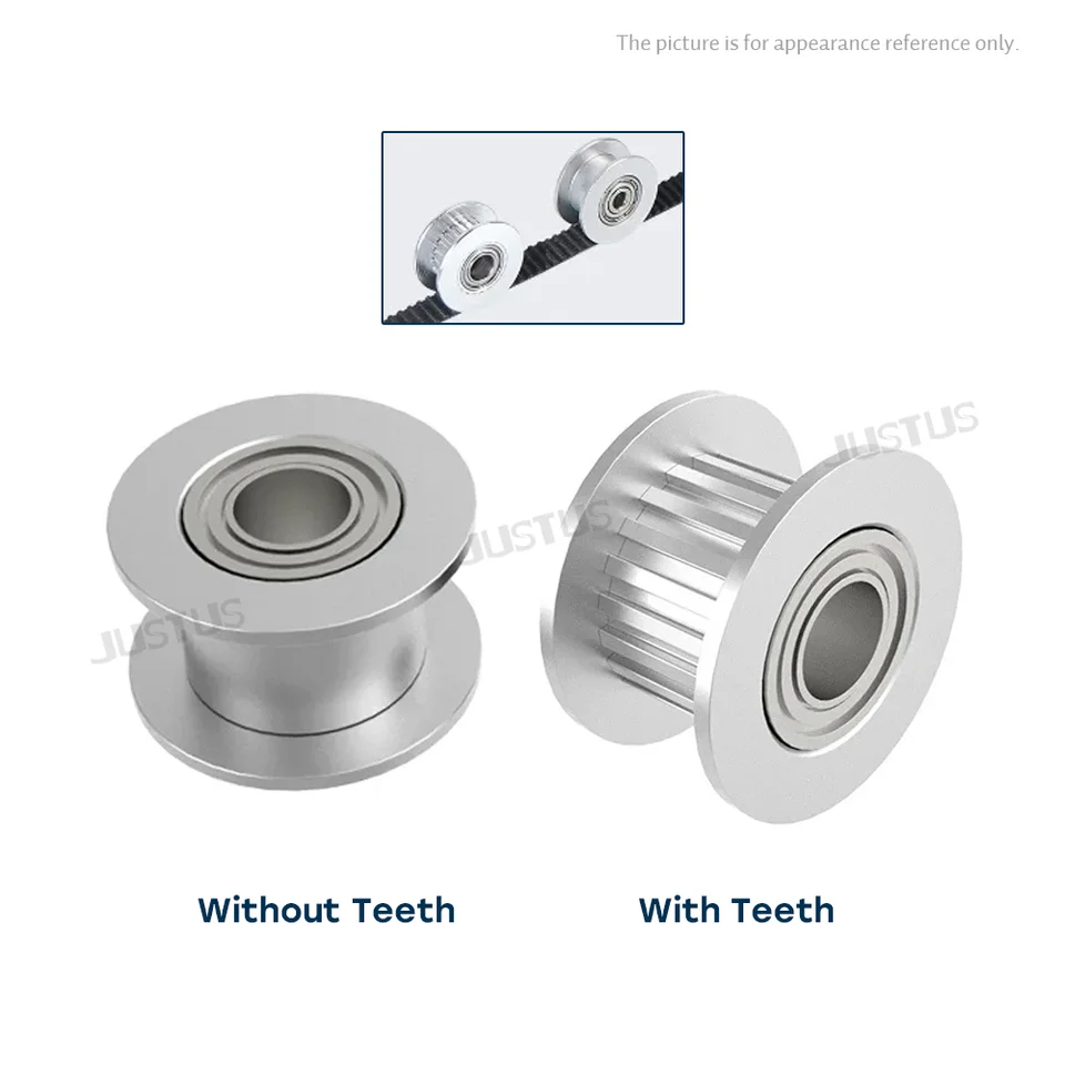 Produktbild von 10x GT2 Umlenkrolle 20 Zahnlos, Bohrung 3 Mm, Breite 6 Mm – Aluminium, Doppellager Für 3D-Drucker