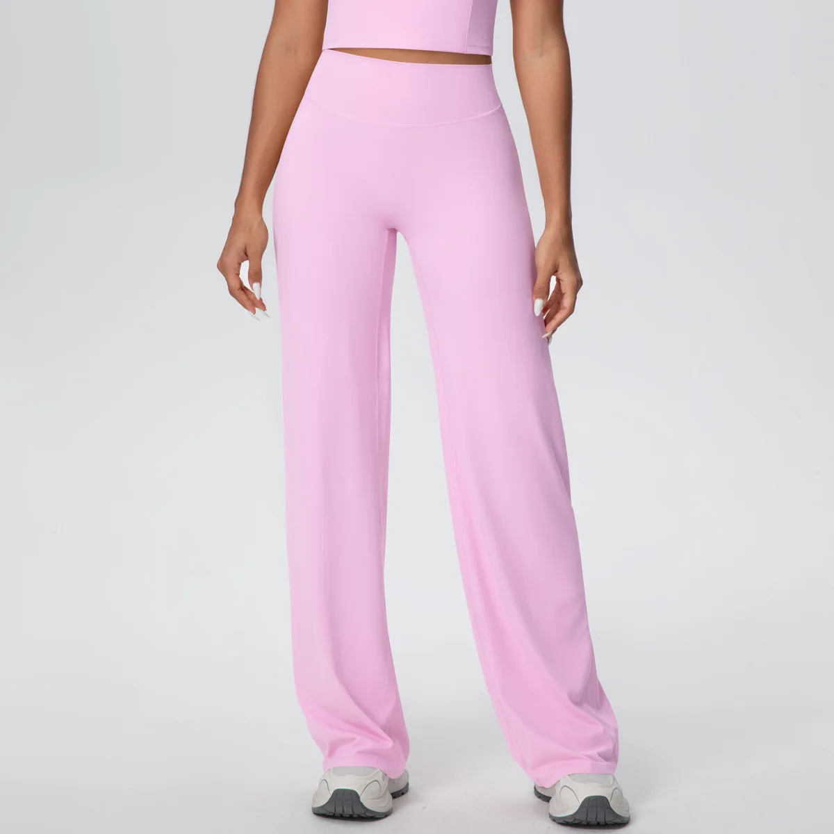 Calça feminina escovada de cintura alta, perna larga, esportiva, casual, solta, yoga, bolso, elevação do quadril, conforto, fitness, leggings casuais para mulheres altas