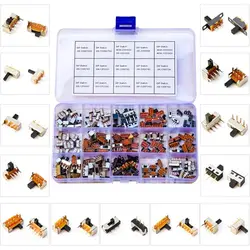 Slide Switch Assorted Kit, Mini Micro PCB Panel Slide Switch 2Pin 3Pin 4Pin ON/Off ON/Off/ON Switch Arduino Breadboard