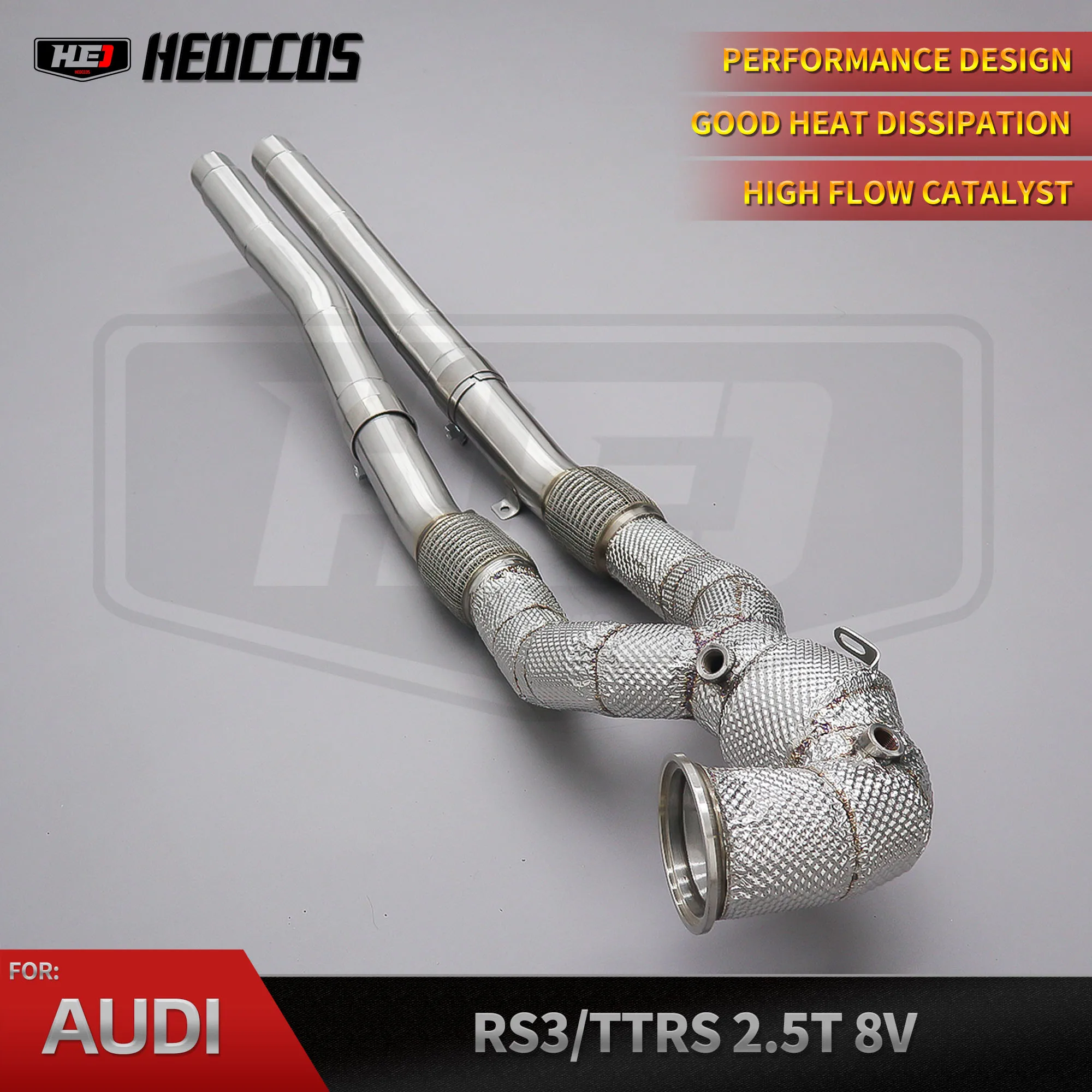 HEO Replacement Turbo Back Downpipe Exhaust Assembly For AUDI RS3 8V/8Y 2.5T Stainless Steel Aftermarket Tuning Part