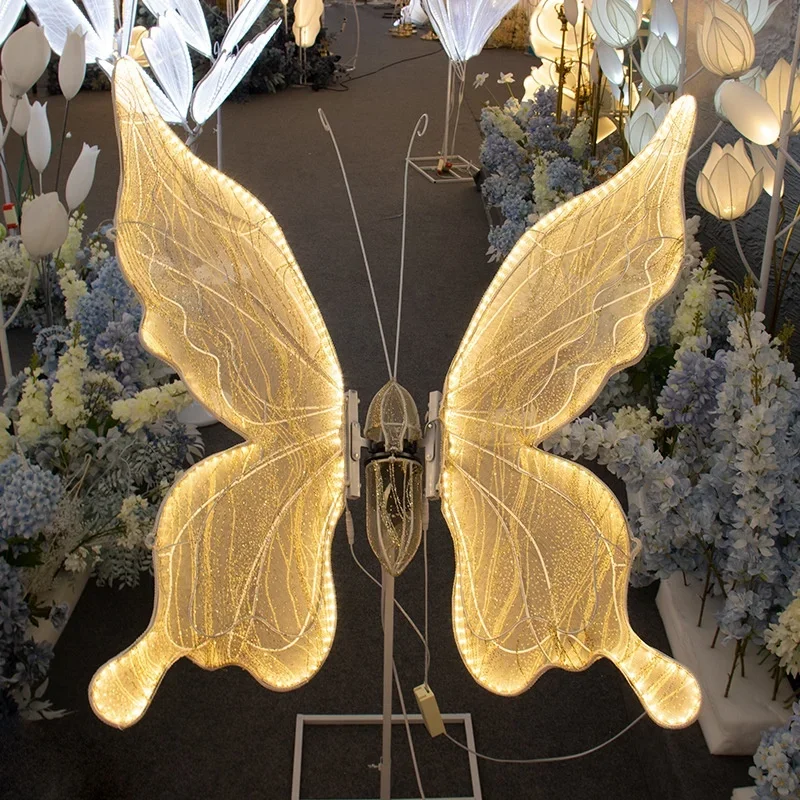 Open and close 3D moving butterflies road light Electric Luminous Dynamic Butterflies stage lead lamp for wedding Props Event