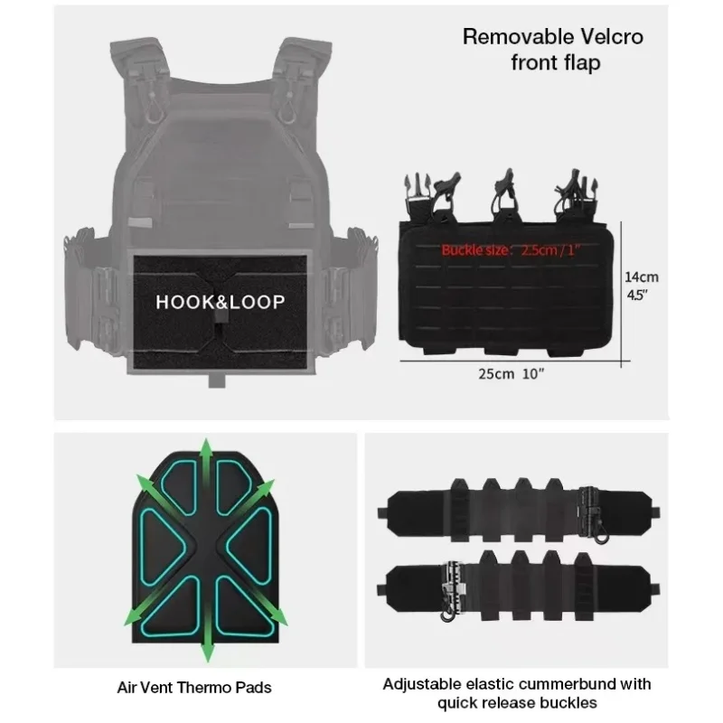 YAKEDA سترة تكتيكية في الهواء الطلق لوحة الصيد الناقل واقية سترة قابلة للتعديل الادسنس الناقل معدات القتال 6094 سترة