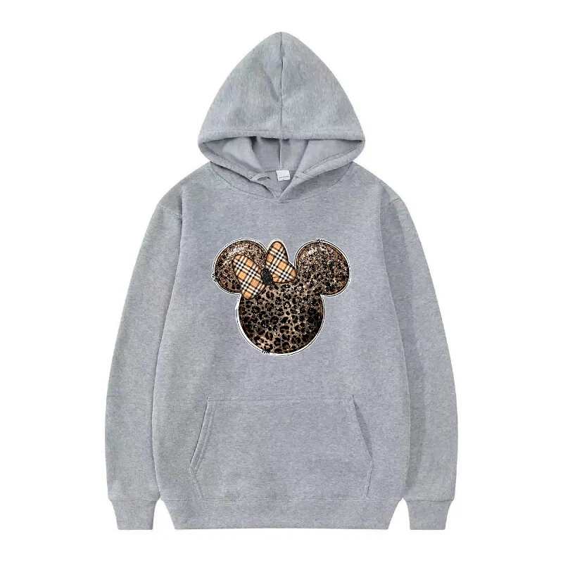 ディズニーミッキーマウスアバターパターンスポーツ女性グレー秋ルーズトップス服プルオーバーレディース安いY2kパーカースウェットシャツ