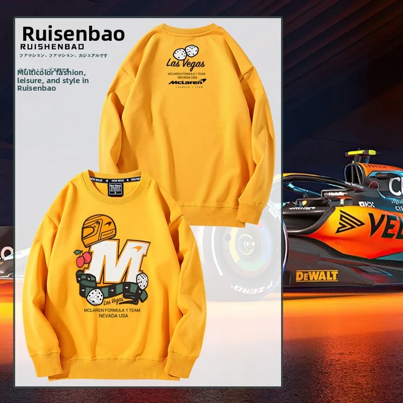 

McLaren F T Лас-Вегас и Prix памятная толстовка мужская Fce round Ne толстовка повседневная свободная посадка хлопок полиэстер