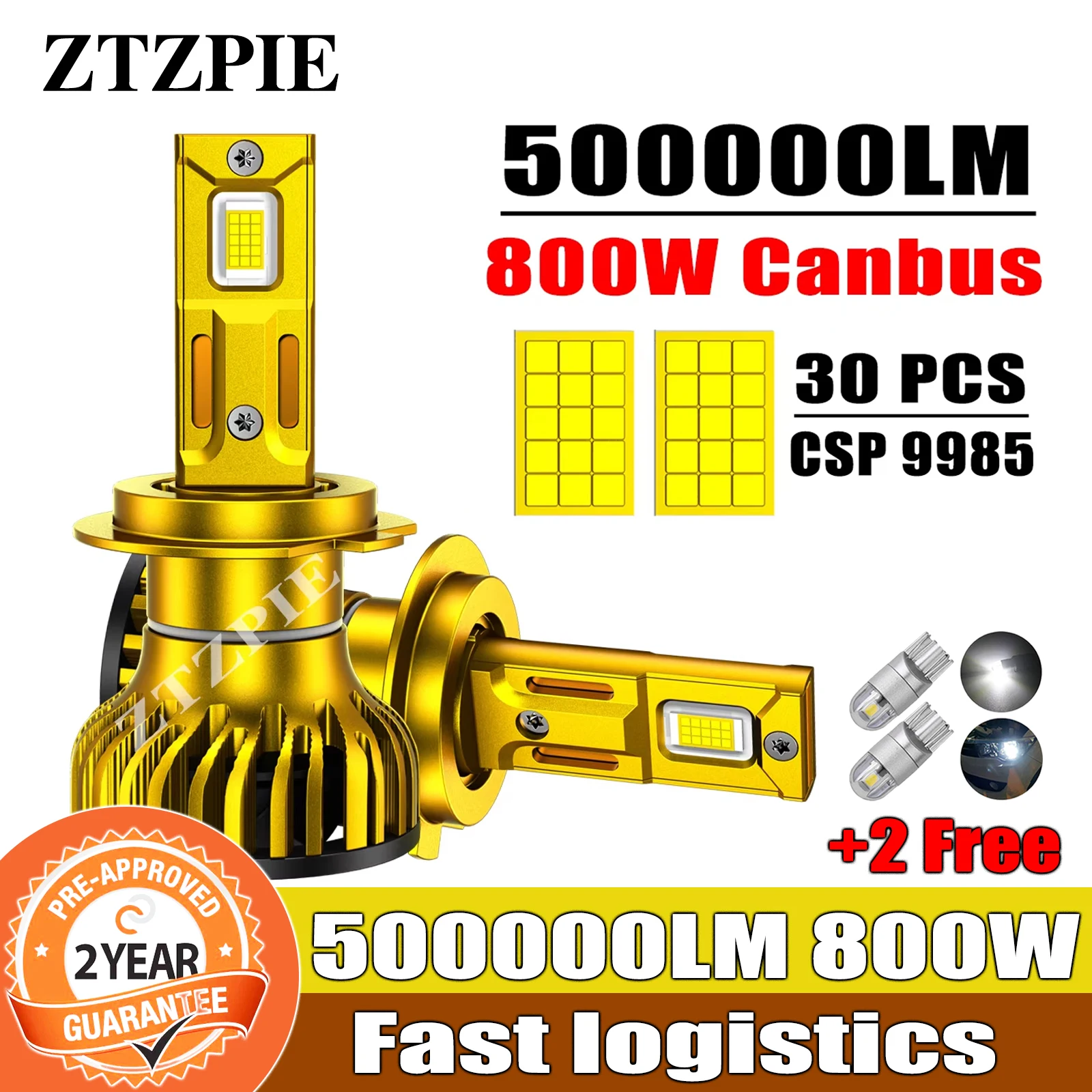 ZTZPIE 500000LM Powerful Canbus Car Led Headlight 6000K HB3 HB4 9005 9006 H1 H7 H4 H11 Bulbs CSP 9985 Chips Fog Lamp 800W Light