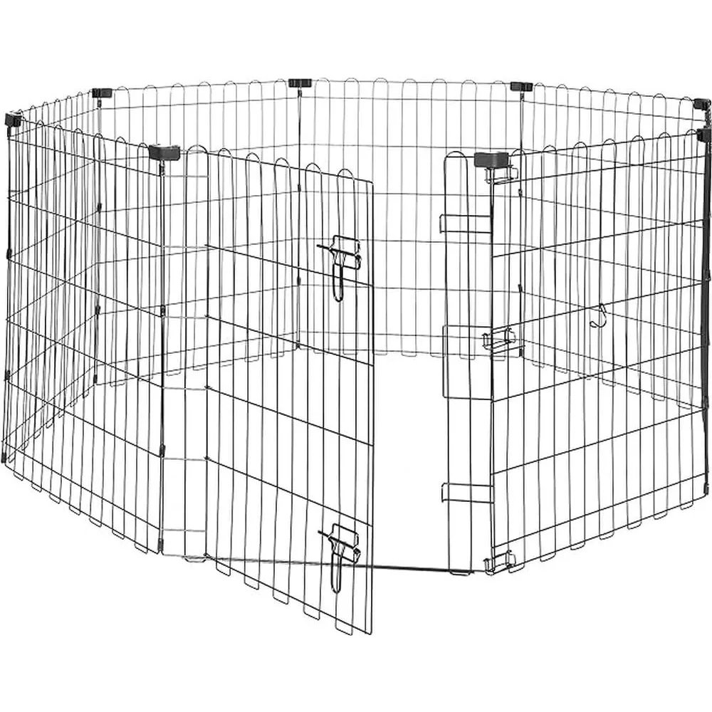 

Octagonal Foldable Metal Exercise Pet Play Pen for Dogs, Fence Pen, Single Door, Small, 60 x 60 x 30 Inches, Black