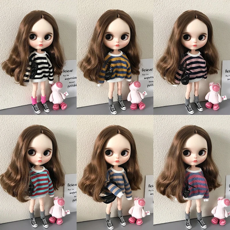 New Arrival Blyth Clothes Fashion Striped Sweater for Blythe Barbie Doll 30cm 1/6 Bjd Azone Licca Pullip Dolls Accessories