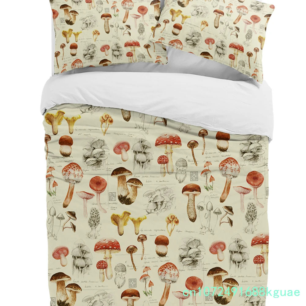 マッシュルーム柄ヴィンテージ3点寝具セット（ダブルベッド用） - Home Textiles Bedding のレビューと価格