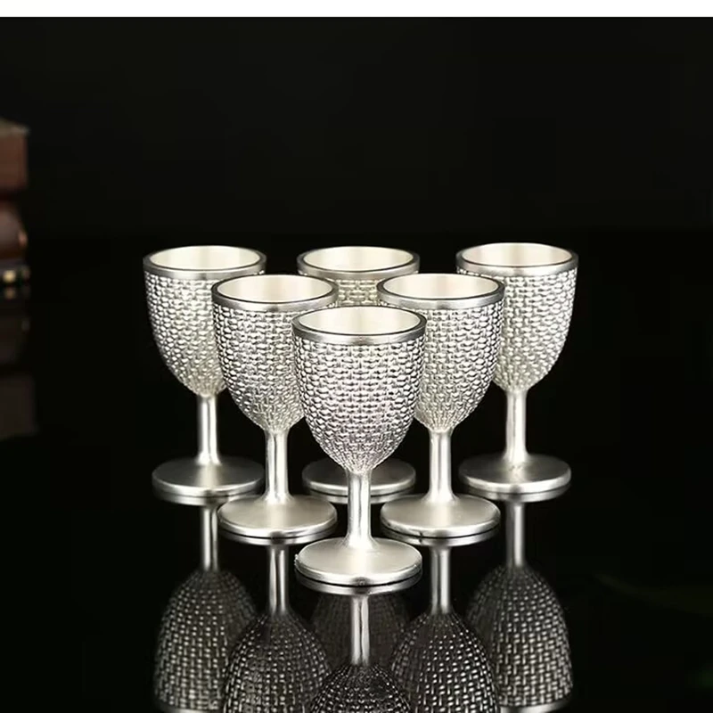 European Style Wine Glass Zinc Alloy Champagne Glasses Vintage Wedding Party Metal Goblet Cocktail Cups Wine Glass Home Decors