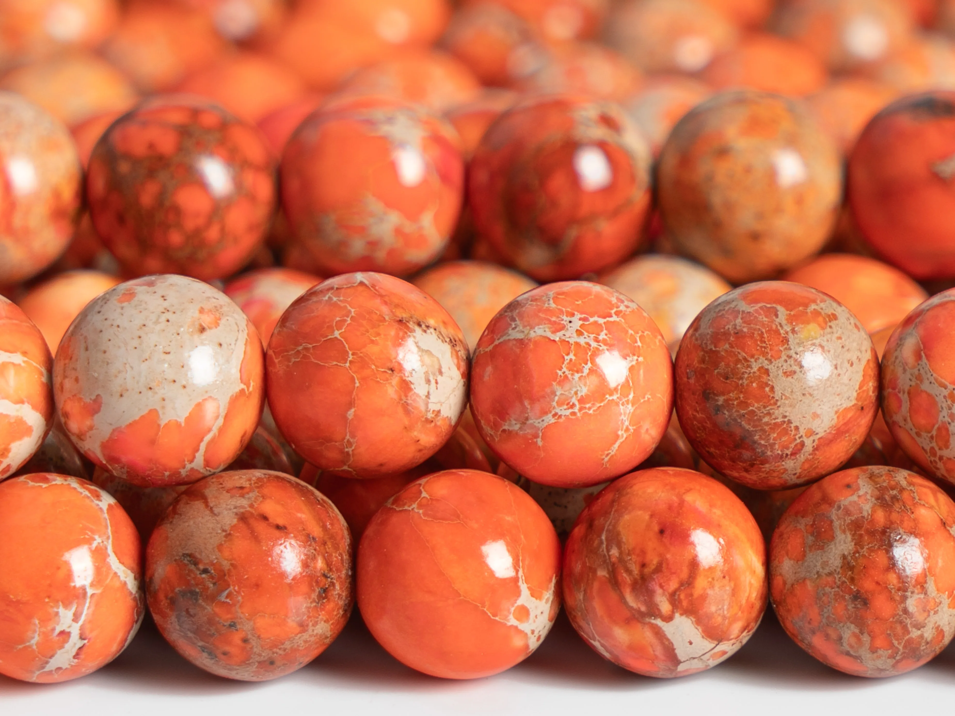 Natural stone  Orange Red SeaSediment Imperial Jasper Grade AAALooseBeads RoundShape Size Options4/6/8/10/12mmfor Jewelry Making