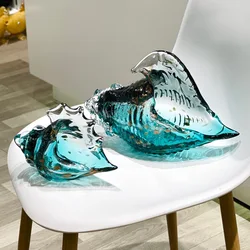Glass Gradient Colorful Conch Statue Crystal Modern Transparent Conch Sculpture Room Aesthetic Ornaments Home Desk Decor