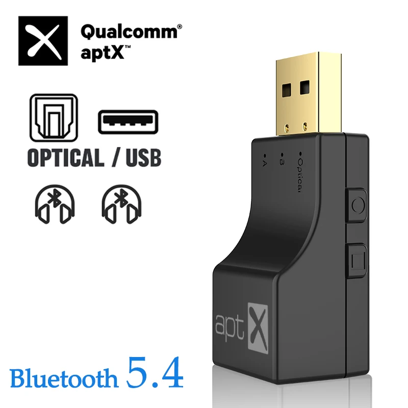 USB Optical Wireless Bluetooth 5.4 Transmitter 2 in 1 Audio Adapter Low Lantency For TV PC PS3/PS4/Xbox Wireless Audio Adapter