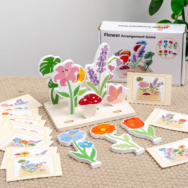 Flower Arrangement Shape Matching Toy Children Montessori Fine Motor Skills Trainting Sorting Thinking Educational Toy Girl Gift