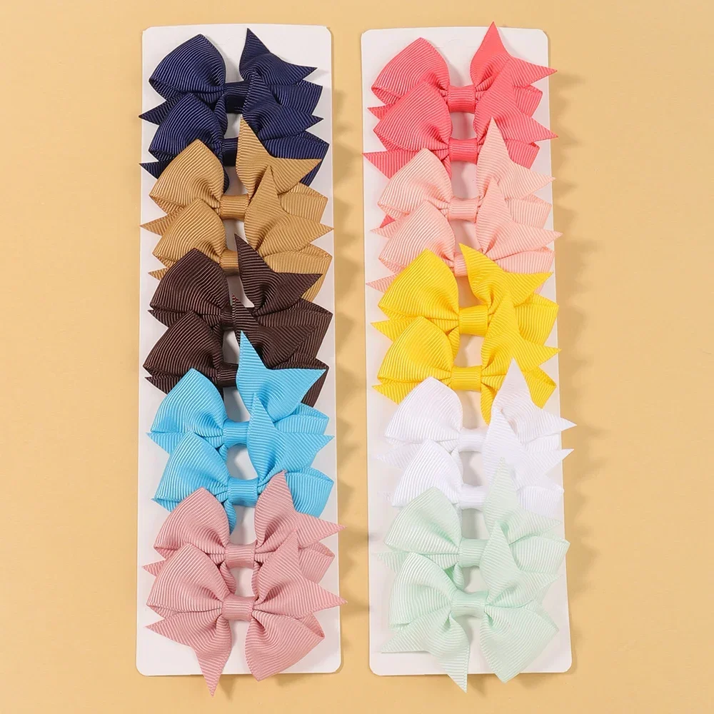 10Pcs/set Baby Grosgrain Ribbon Bowknot Hair Clips for Girls Colorful Bows Clip Hairpin Barrettes Headwear Kids Hair Accessories