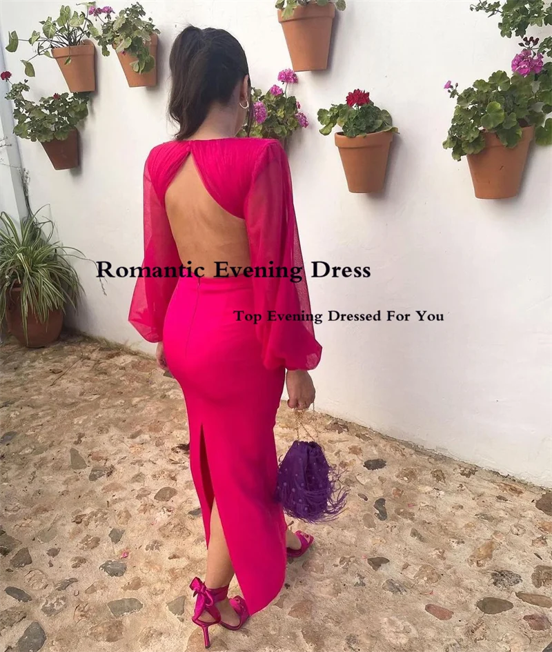 Romantic A Line Prom Dress V Neck Full Sleeves Organza Cut Out Long Evening Gowns Backless Saudi Arabia Dress For Party Invite