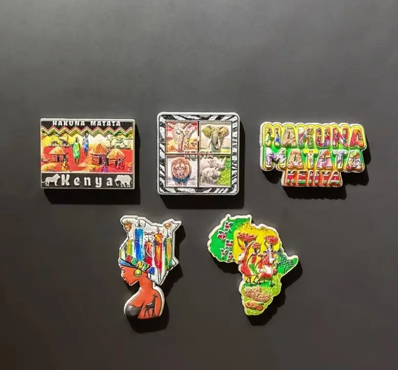 Kenya Africa Travelling Souvenirs Fridge Magnets Creative Home Decoration Resin Fridge Magnetic Stickers 