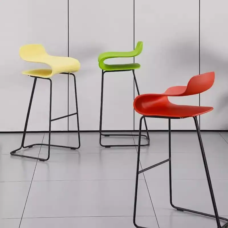 

#q for Plastic Bar Stool - Curved Backrest Metal Frame High Stool, Designer Minimalist Bar Stool for Home Bar & Dining Room*r
