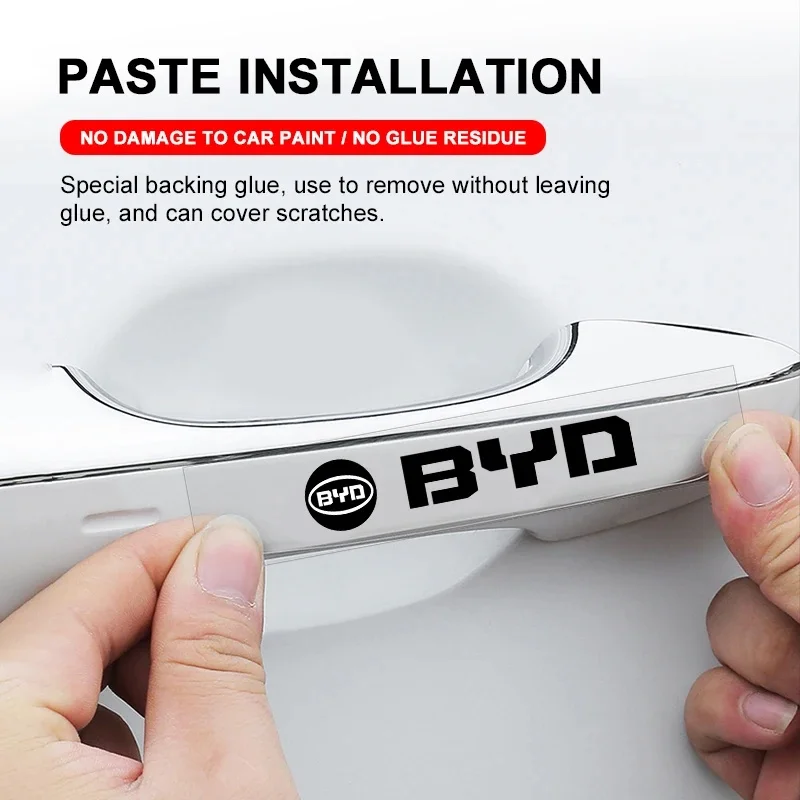 BYD 4Pcs Scratch‑Proof Decal Stickers For Atto 3 Seal Dolphin Han Tang Song Yuan Door‑Handle Mirror Tire Valve‑Stem Exterior Tri