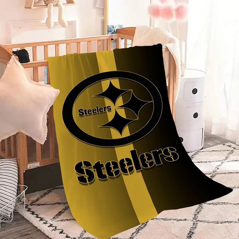 P-Pittsburgh S-Steelers Blanket Microfiber Bedding Plead Cover Soft Plaid With Print Throwing Catnap Blankets for Winter Warm