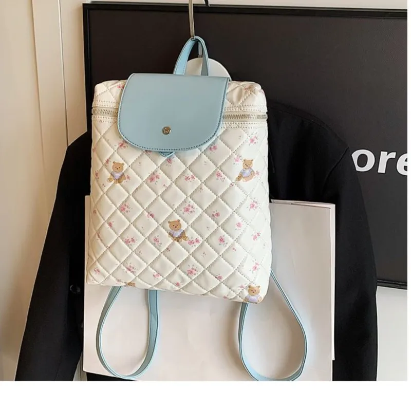 JIAERDI Harajuku nadruk z niedźwiedziem Y2k Mochila kobiety styl Preppy Pu skóra elegancki Mini plecak kobieta Vintage śliczne tornister plecaki