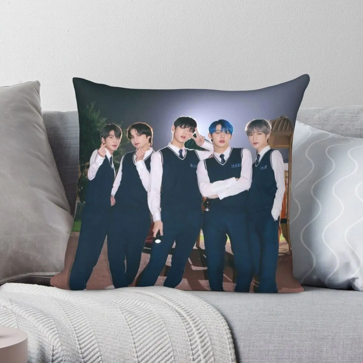 TXT Tomorrow X Together Members Square Pillowcase Polyester Linen Velvet Pattern Zip Decor Throw Pillow Case Bed Cushion Cover