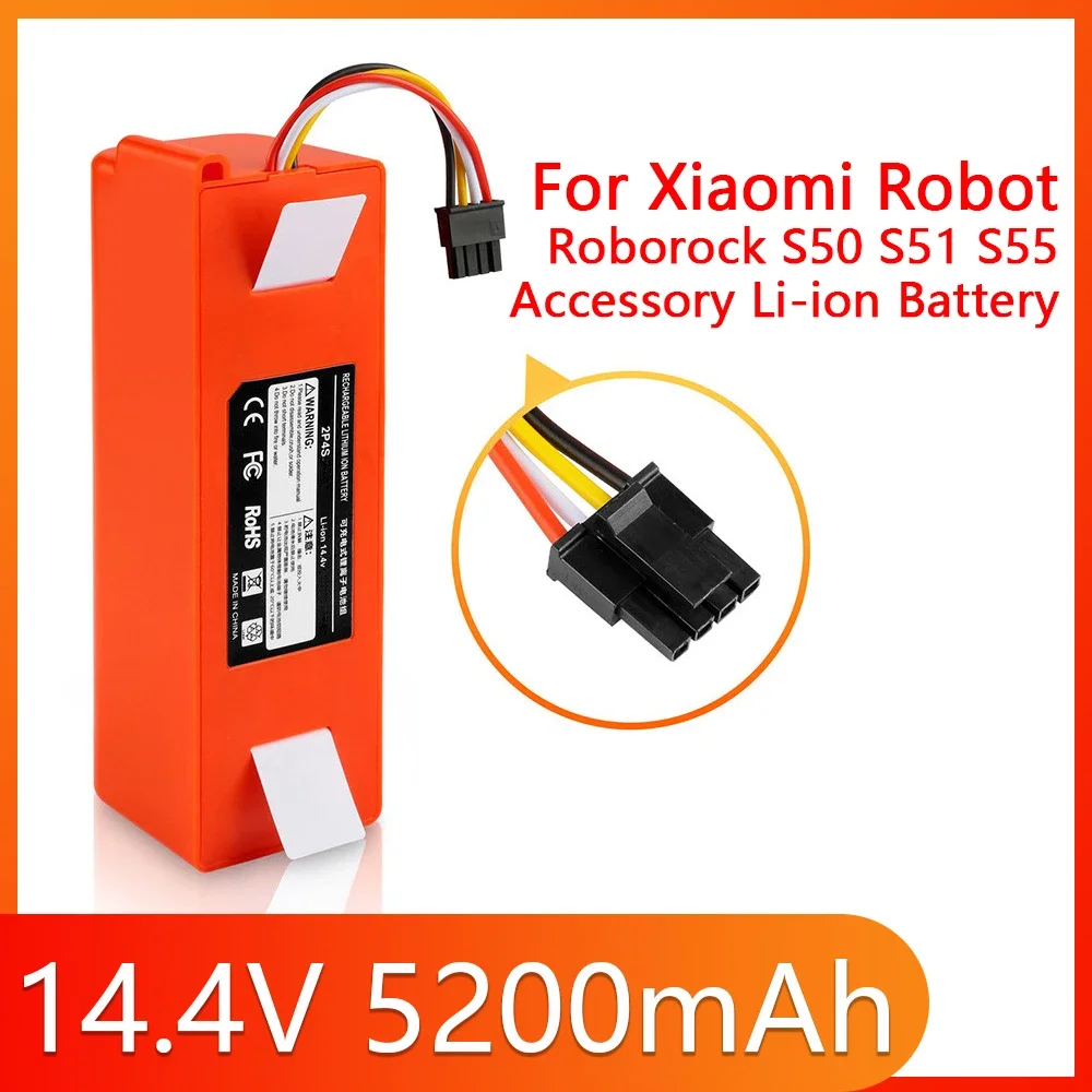 

New 14.4V 5200mAh Lithium Battery,for xiaomi mijia Vacuum Cleaner accessories Robotics cleaner S50 S51 Li-ion Battery