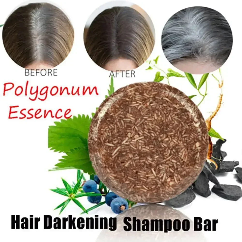 10G Natural Organic Polygonum Essence Haarverdunkelungsshampoo, Seife, milde Formel, Haarshampoo, graues Haar, umgekehrte Reinigung