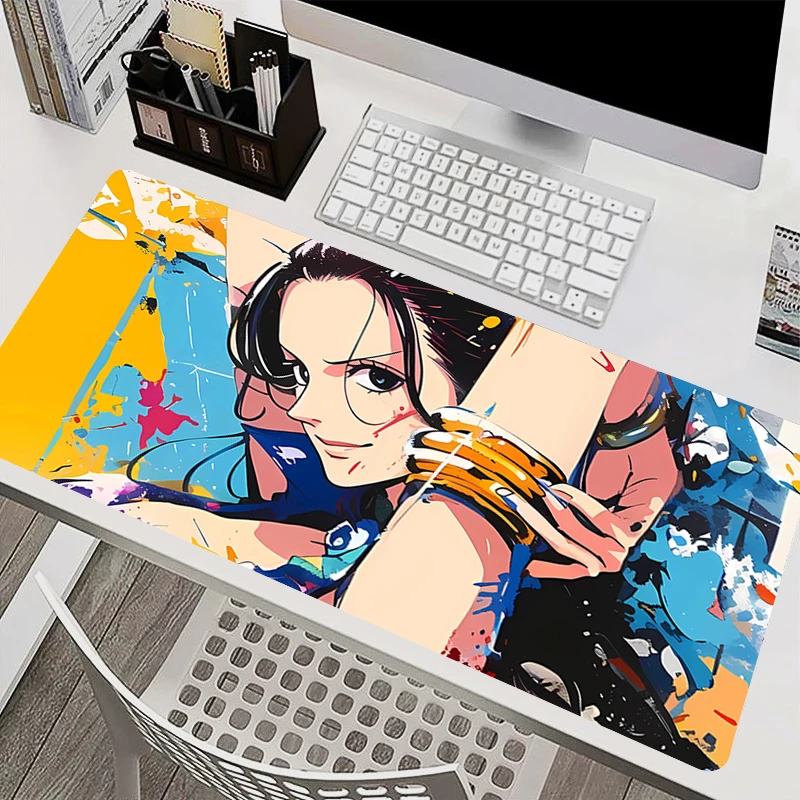 Tapis de souris pour ordinateur portable, accessoires de bureau, pour clavier, une pièce, Nico Robin, tasse en caoutchouc, doux, grand tapis de bureau